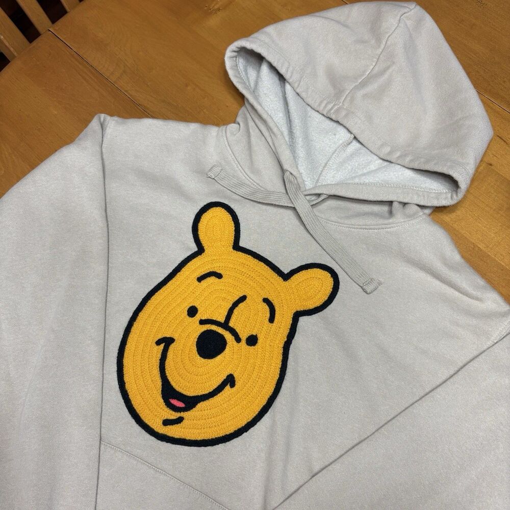 Disney Winnie the Pooh Women's Hooded Pullover Sweatshirt XXL Tan Embroidered